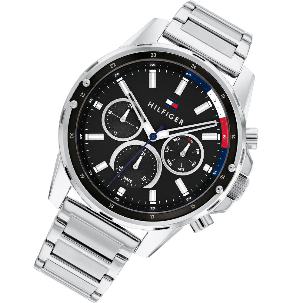 Tommy Hilfiger Stainless Steel Black Dial Men's Multi-function Watch - 1791936