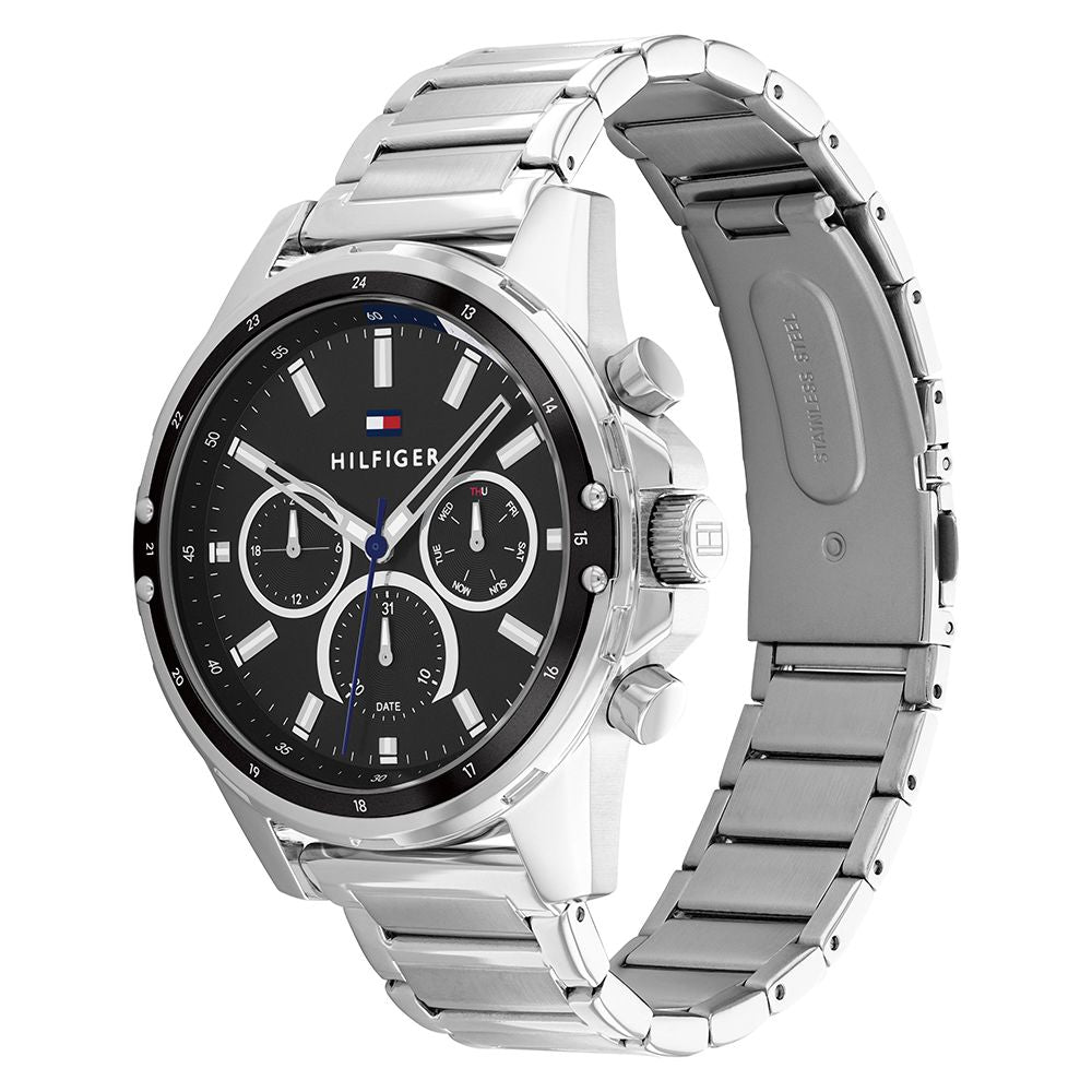 Tommy Hilfiger Stainless Steel Black Dial Men's Multi-function Watch - 1791936