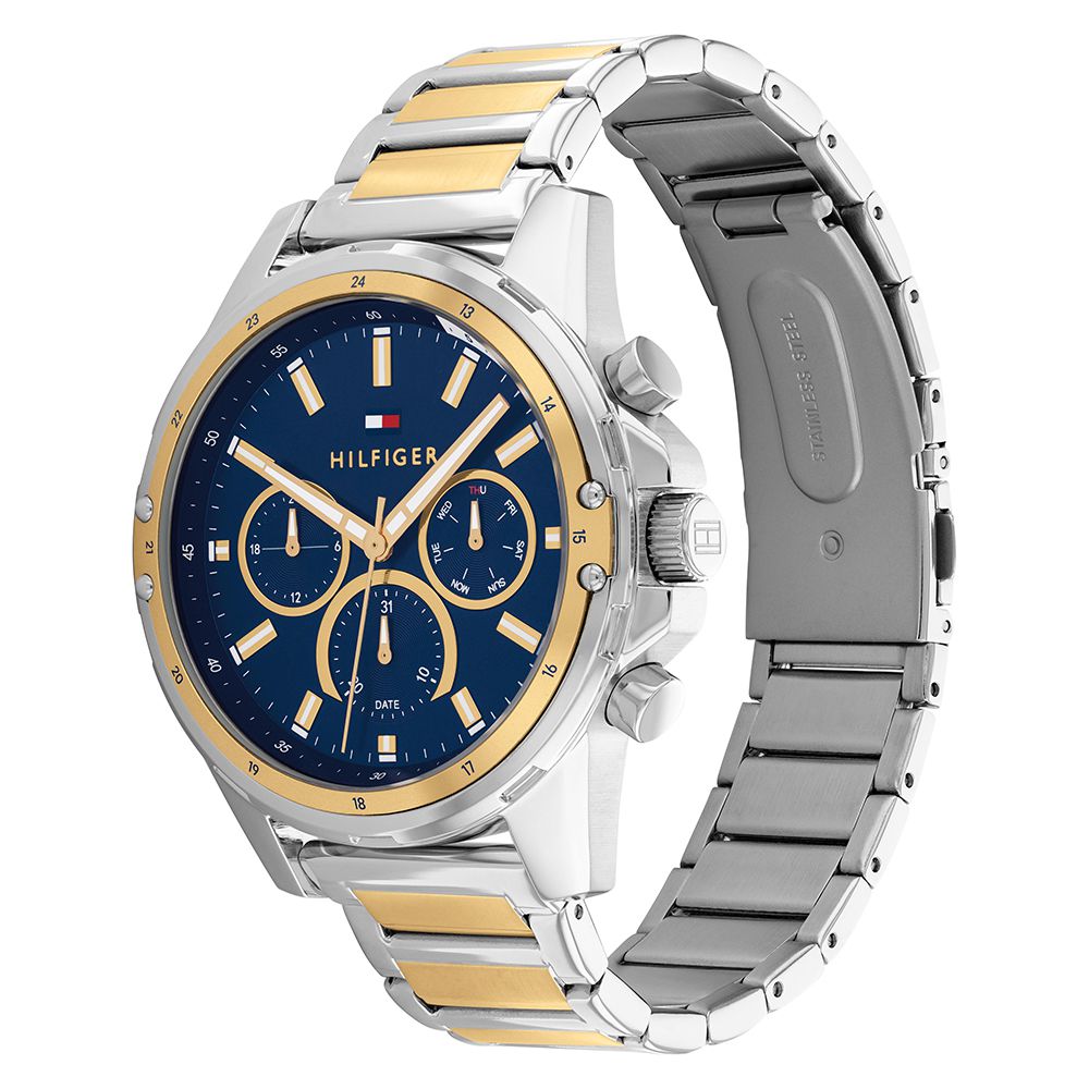 Tommy Hilfiger Two-Tone Stainless Steel Blue Dial Men's Multi-function Watch - 1791937