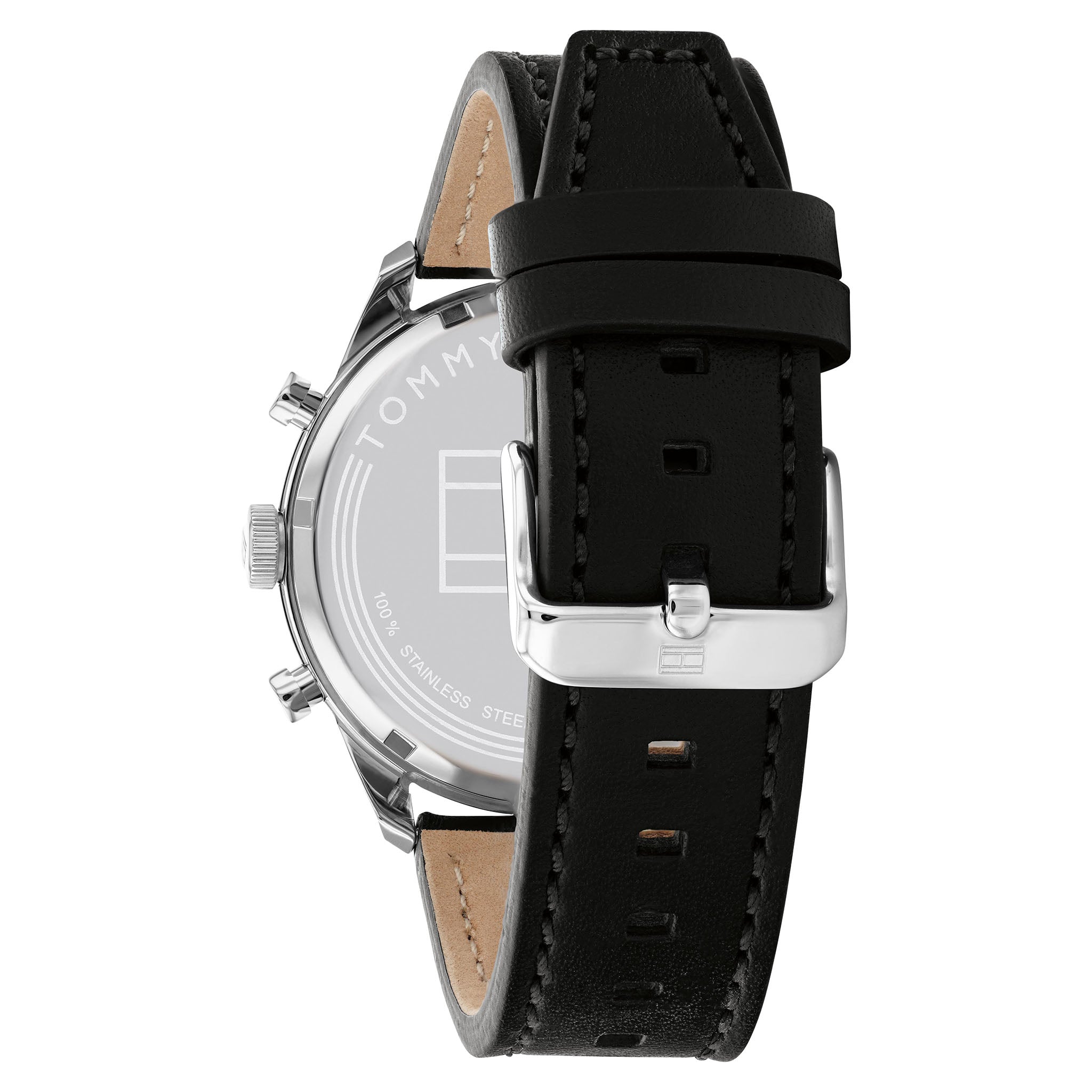 Tommy Hilfiger Black Leather White Dial Men's Multi-function Watch - 1791941