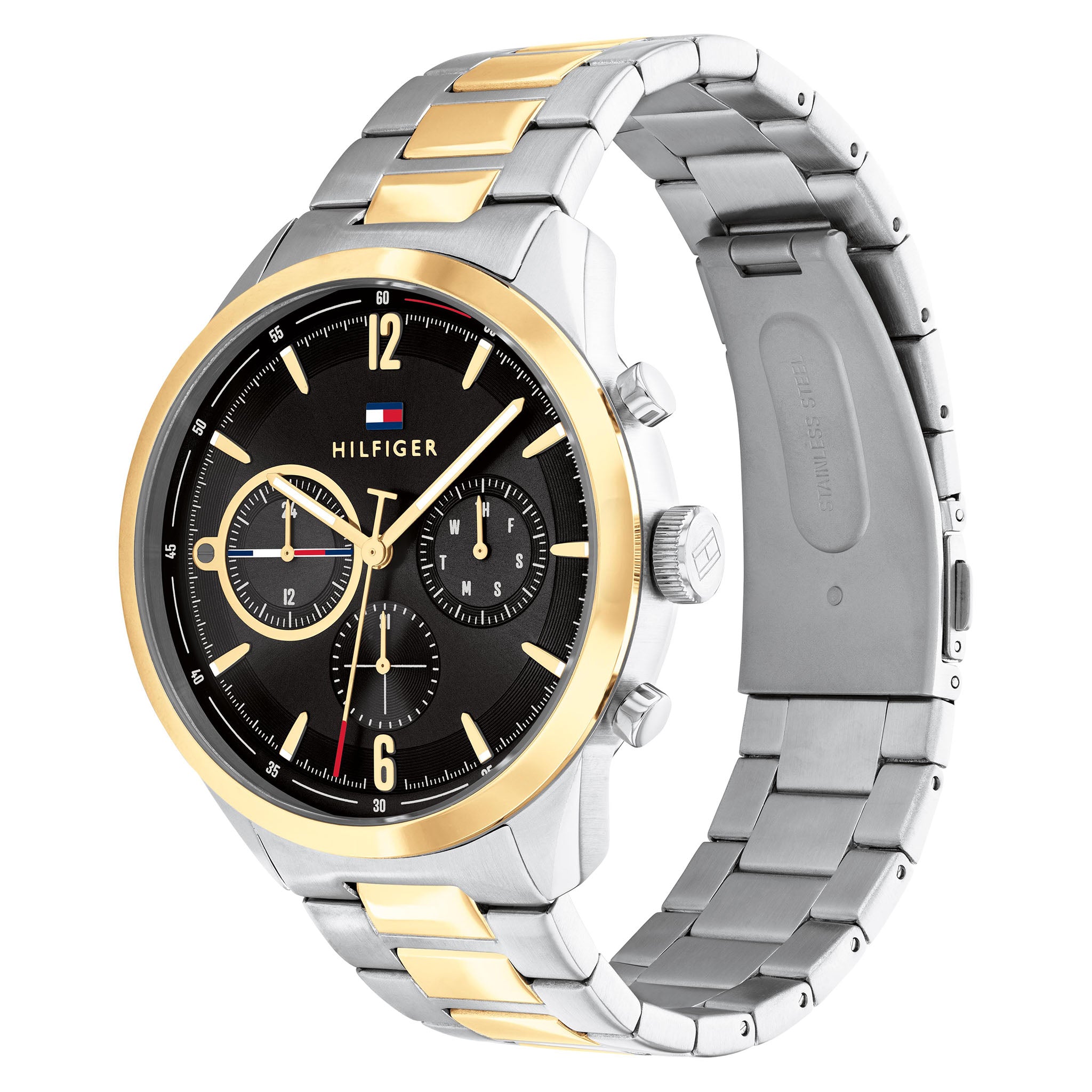 Tommy Hilfiger Two-Tone Steel Black Dial Men's Multi-function Watch - 1791944