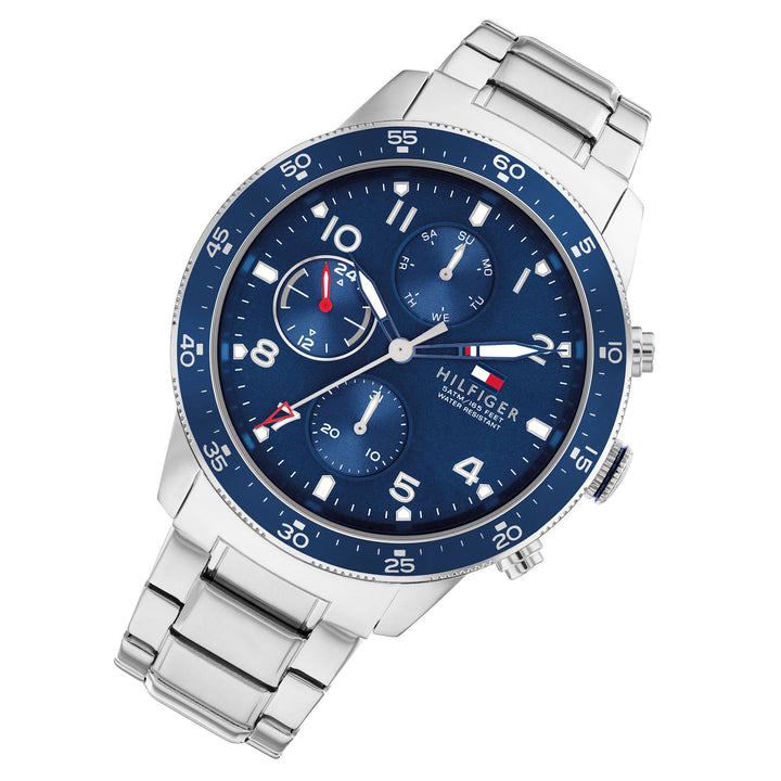 Tommy Hilfiger Silver Steel Blue Dial Men's Multi-function Watch - 1791949