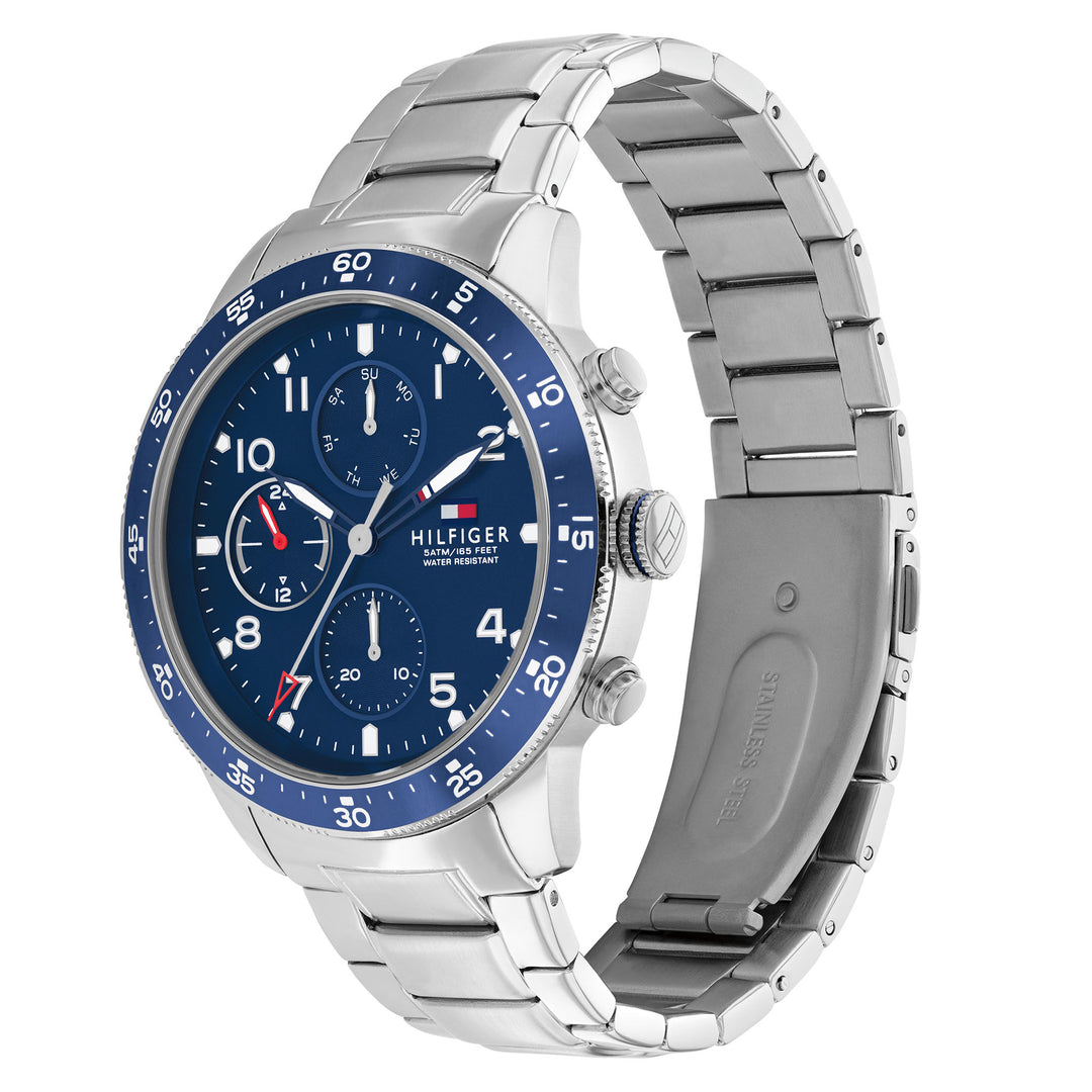 Tommy Hilfiger Silver Steel Blue Dial Men's Multi-function Watch - 1791949