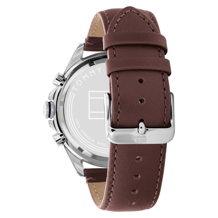 Tommy Hilfiger Brown Leather Blue Dial Men's Multi-function Watch - 1791965