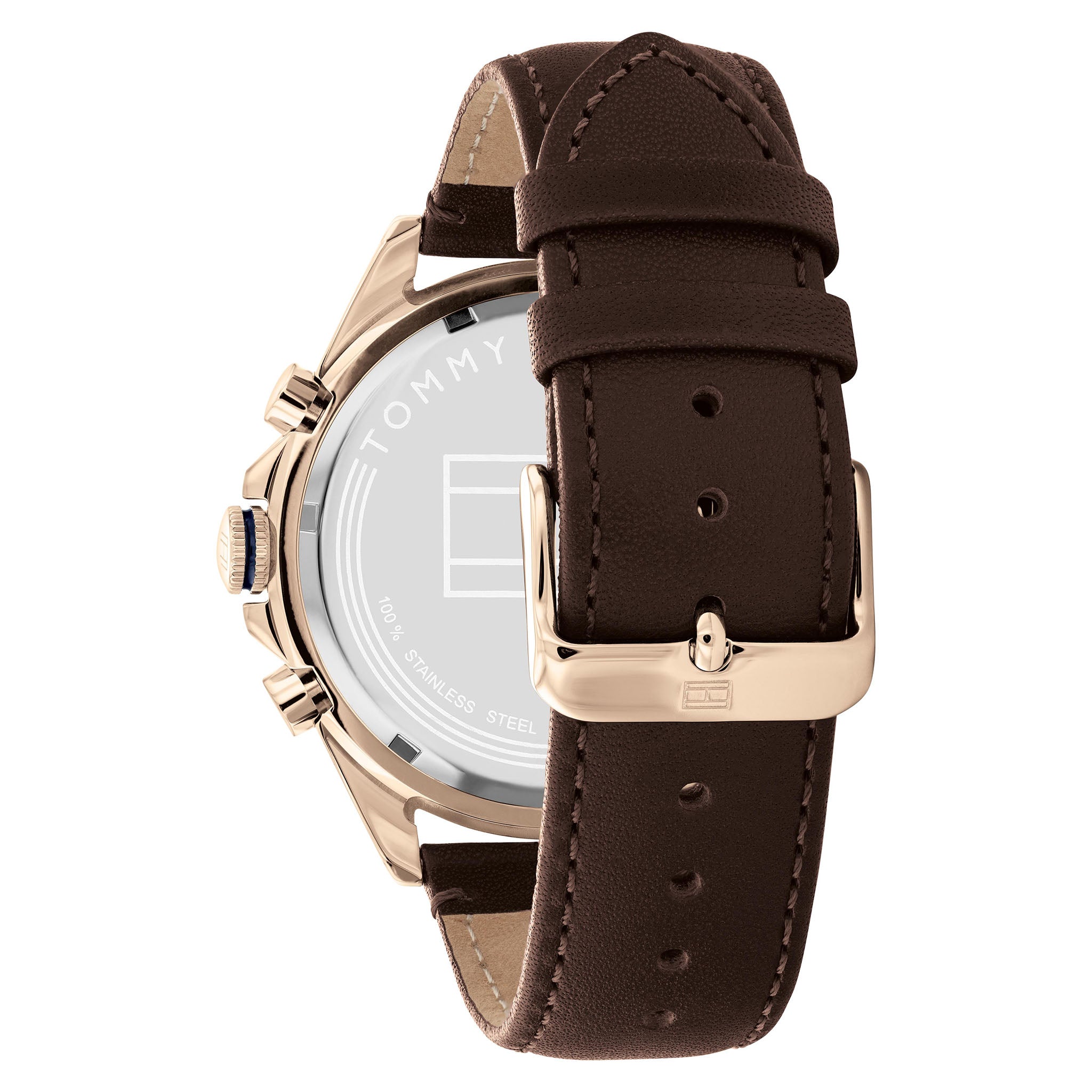 Tommy Hilfiger Brown Leather Silver White Dial Men's Multi-function Watch - 1791966