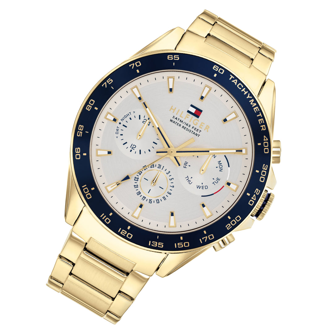 Tommy Hilfiger Gold Steel Silver White Dial Men's Multi-function Watch - 1791969