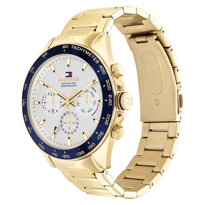 Tommy Hilfiger Gold Steel Silver White Dial Men's Multi-function Watch - 1791969