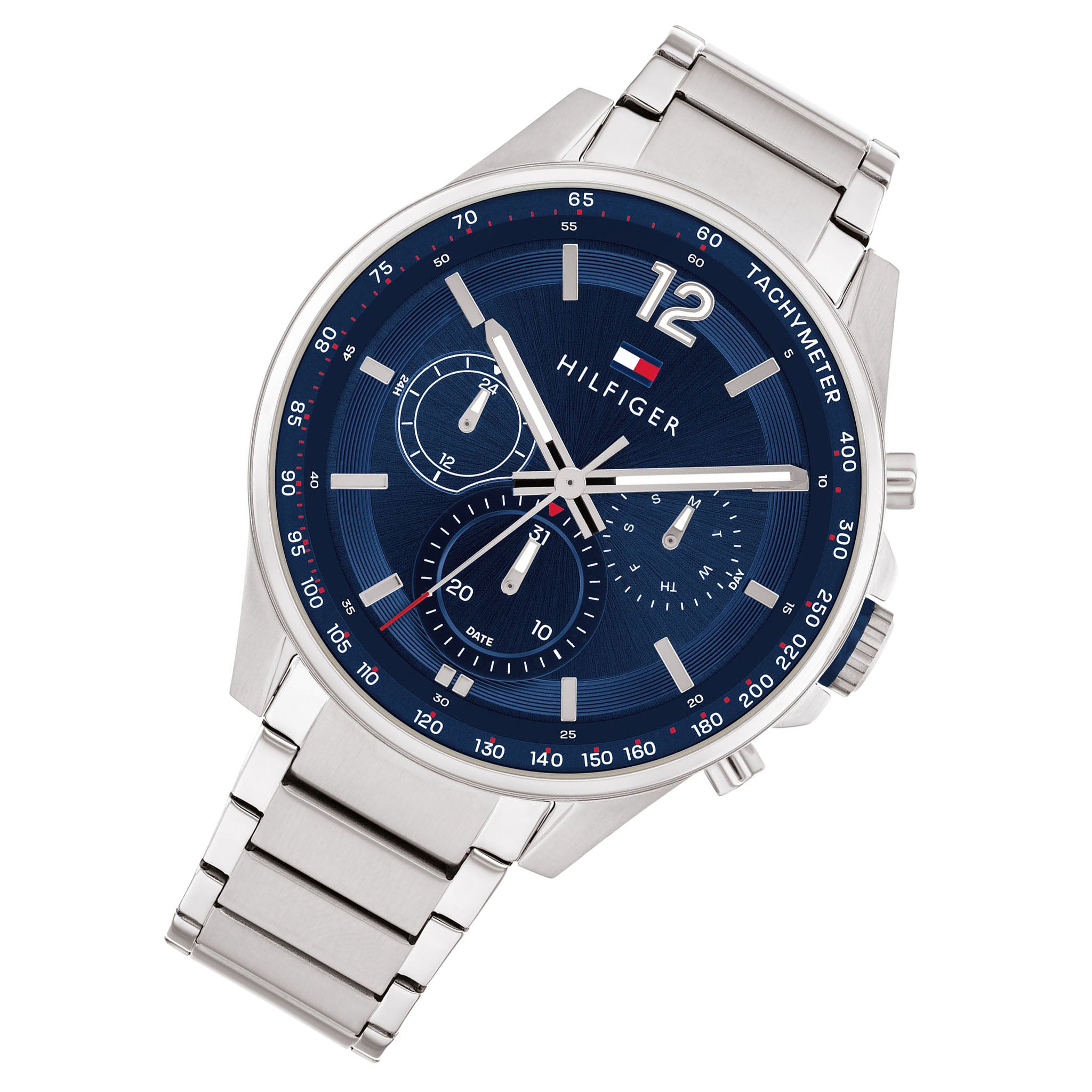 Tommy Hilfiger Silver Steel Blue Dial Men's Multi-function Watch - 1791973