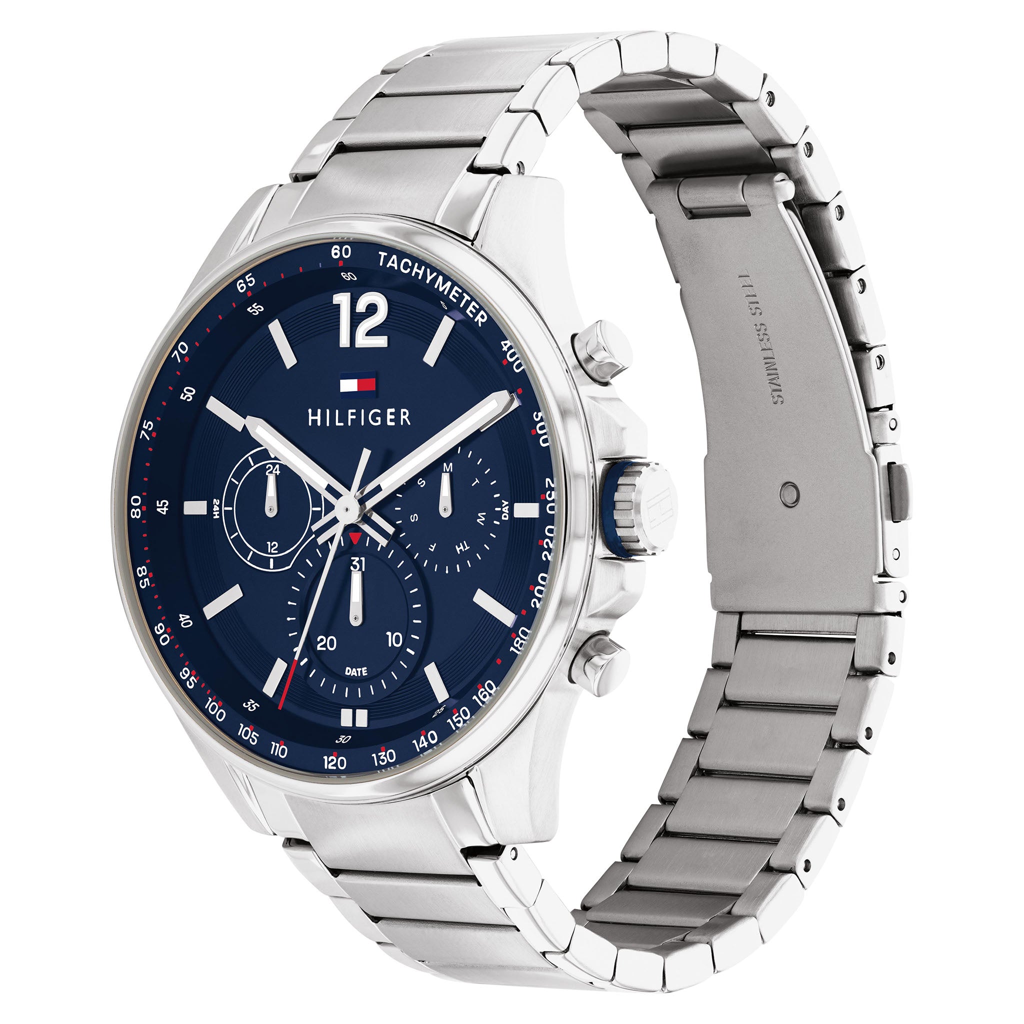 Tommy Hilfiger Silver Steel Blue Dial Men's Multi-function Watch - 1791973