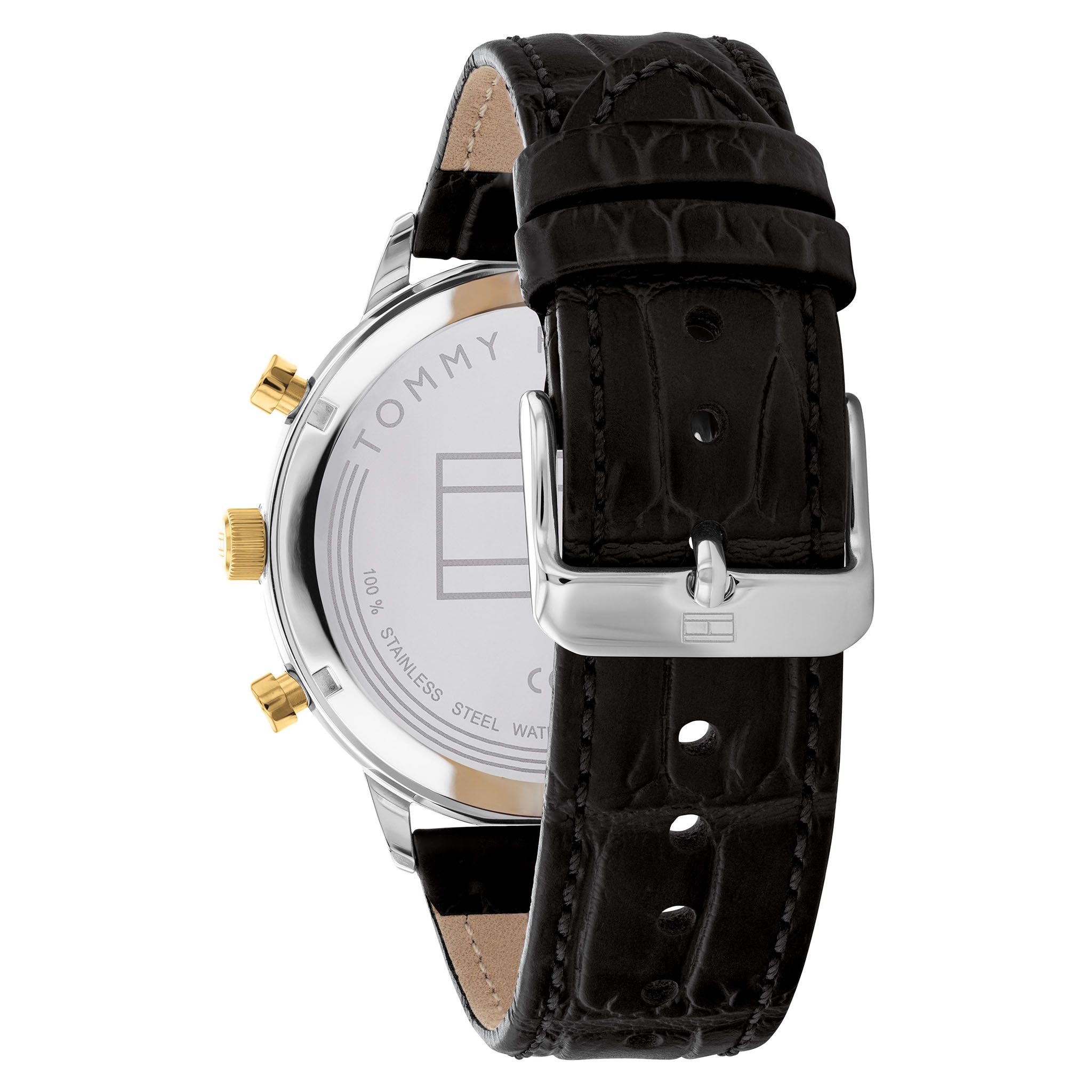 Tommy Hilfiger Leather Band Black Dial Men's Multi-function Watch - 1791986