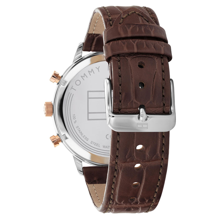 Tommy Hilfiger Brown Leather Navy Dial Men's Multi-function Watch - 1791987