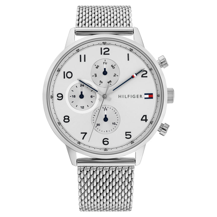 Tommy Hilfiger Silver Steel Mesh White Dial Men's Multi-function Watch - 1791988
