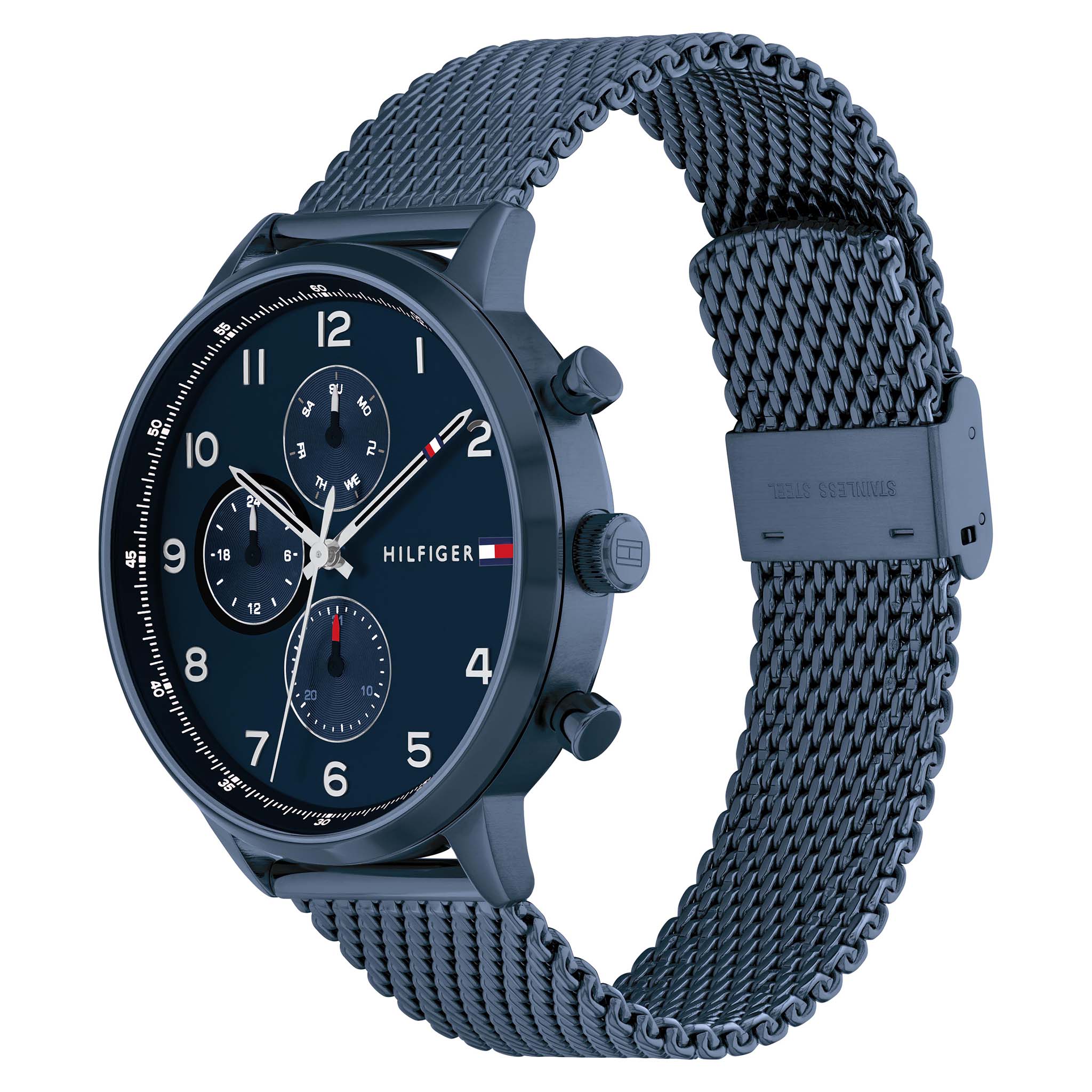 Tommy Hilfiger Blue Steel Mesh Navy Dial Men's Multi-function Watch - 1791990