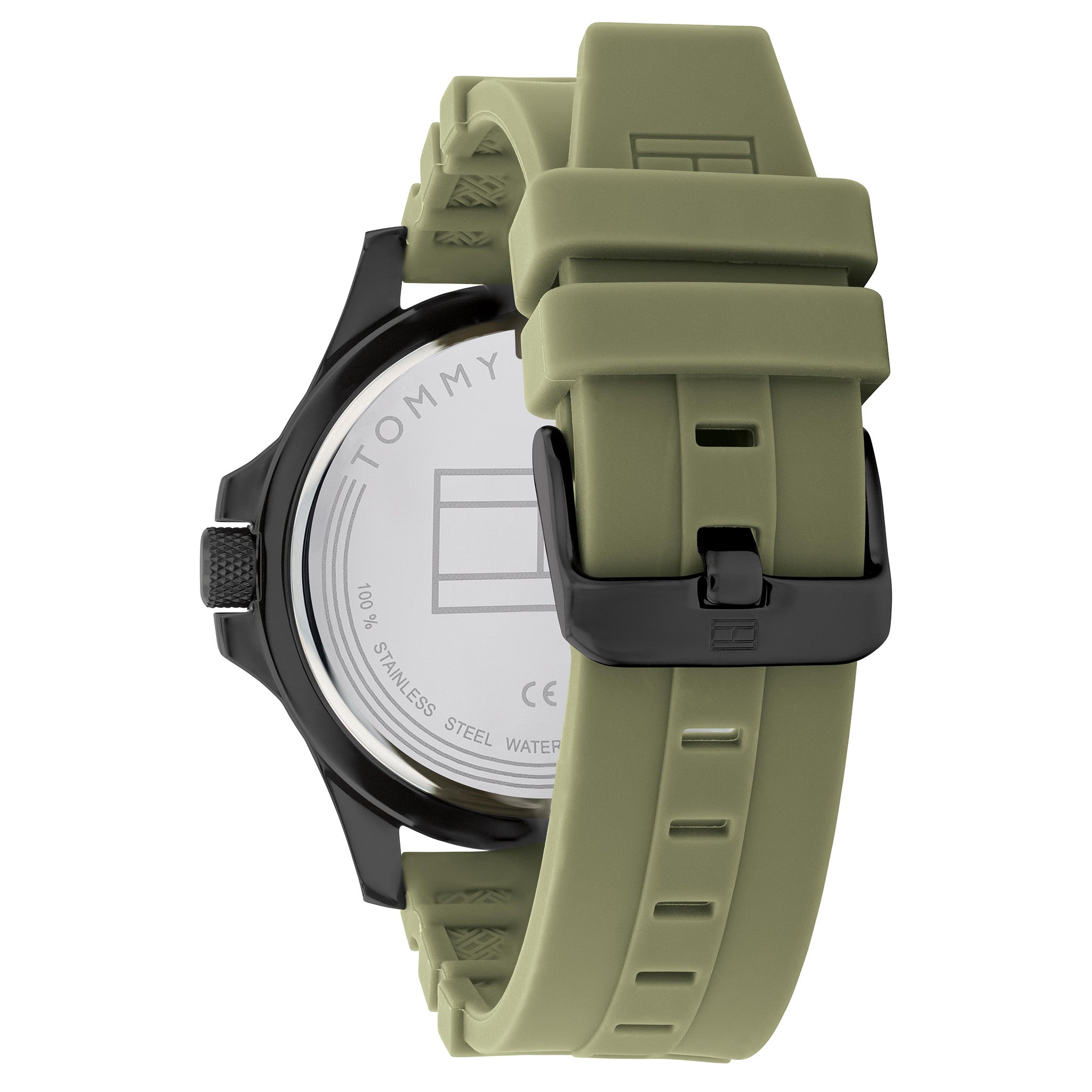 Tommy Hilfiger Green Silicone Band Black Dial Men's Watch - 1791992