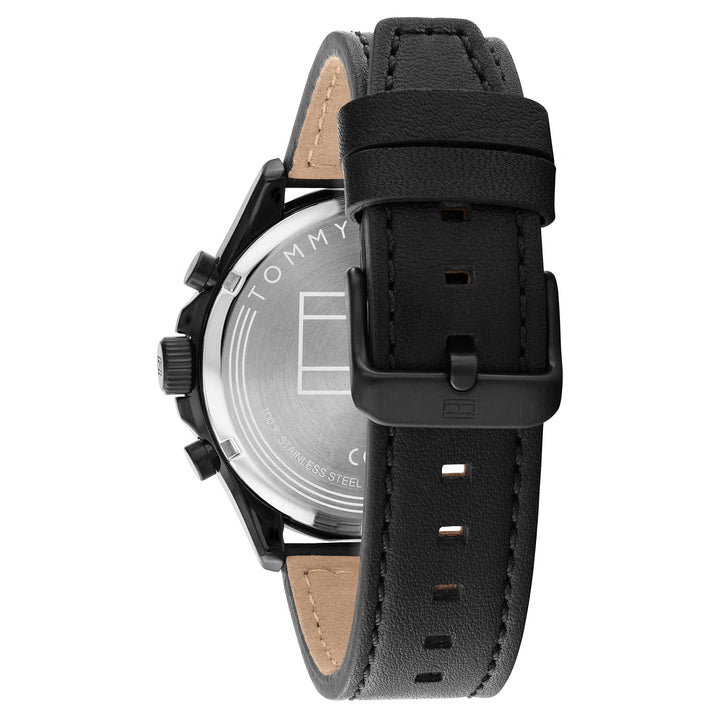 Tommy Hilfiger Black Leather Band Men's Multi-function Watch - 1792004