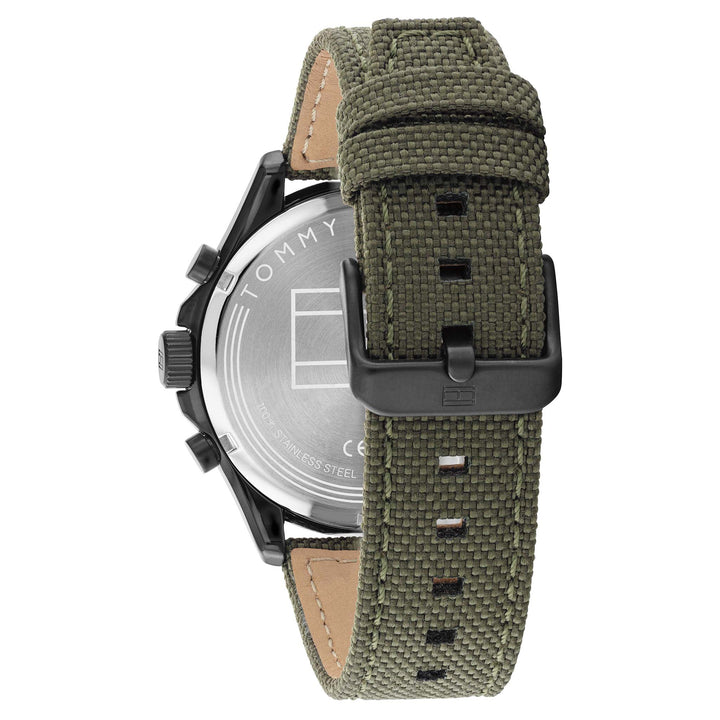 Tommy Hilfiger Green Nylon Black Dial Men's Multi-function Watch - 1792006