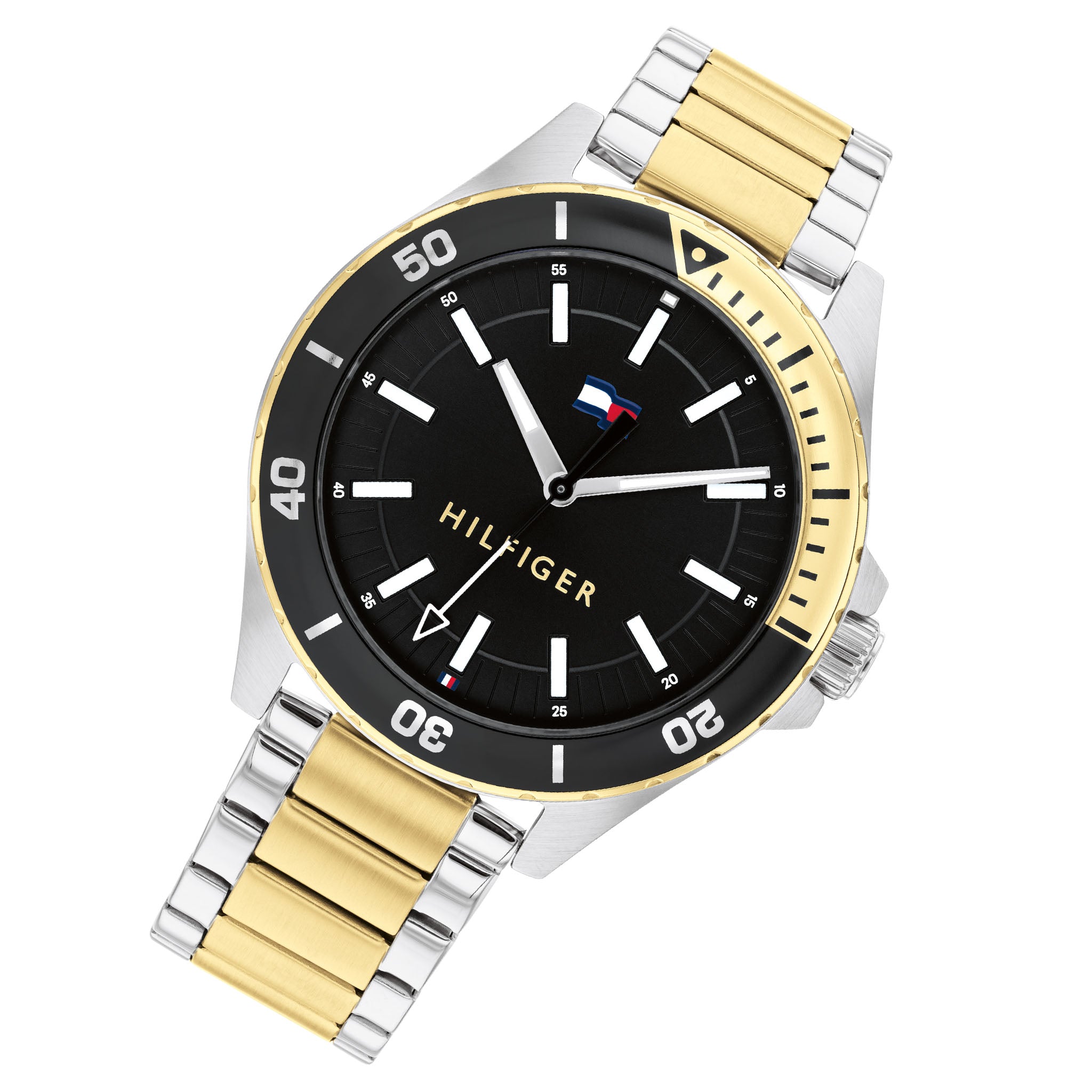 Tommy Hilfiger Two-Tone Steel Black Dial Men's Watch - 1792013