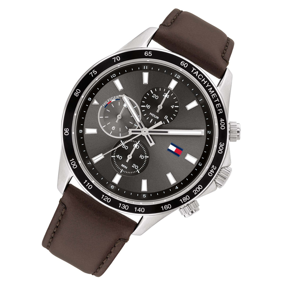 Tommy Hilfiger Brown Leather Band Grey Dial Men\'s Multi-function Watch –  The Watch Factory Australia
