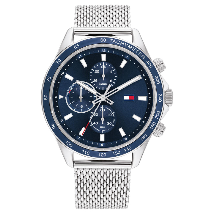 Tommy Hilfiger Silver Steel Blue Dial Men's Multi-function Watch - 1792018