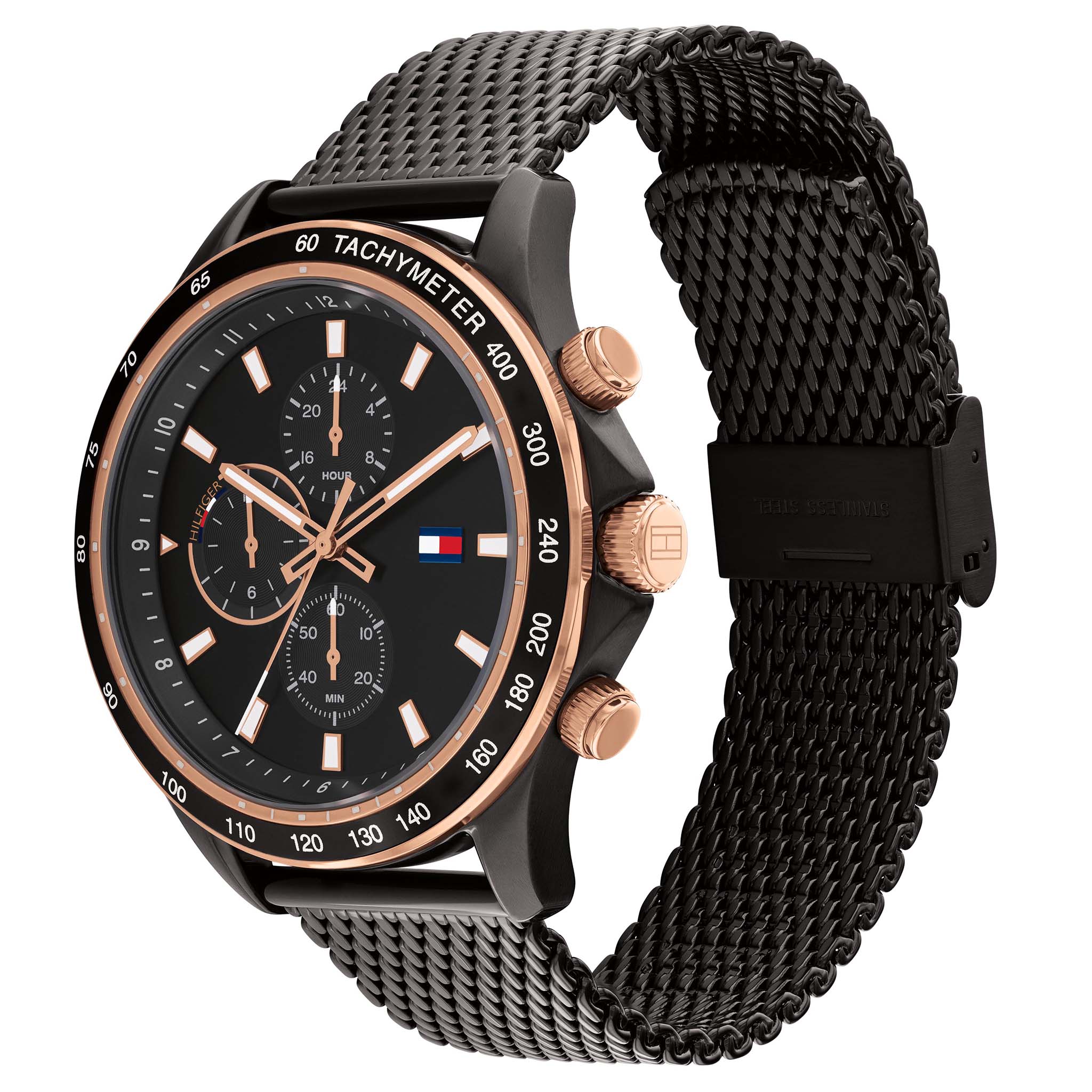 Tommy Hilfiger Black Mesh Multi-function Men's Watch - 1792020