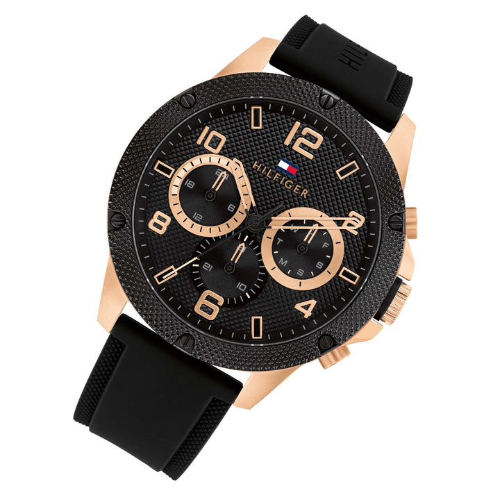 Tommy Hilfiger Black Silicone Multi-function Men's Watch - 1792028