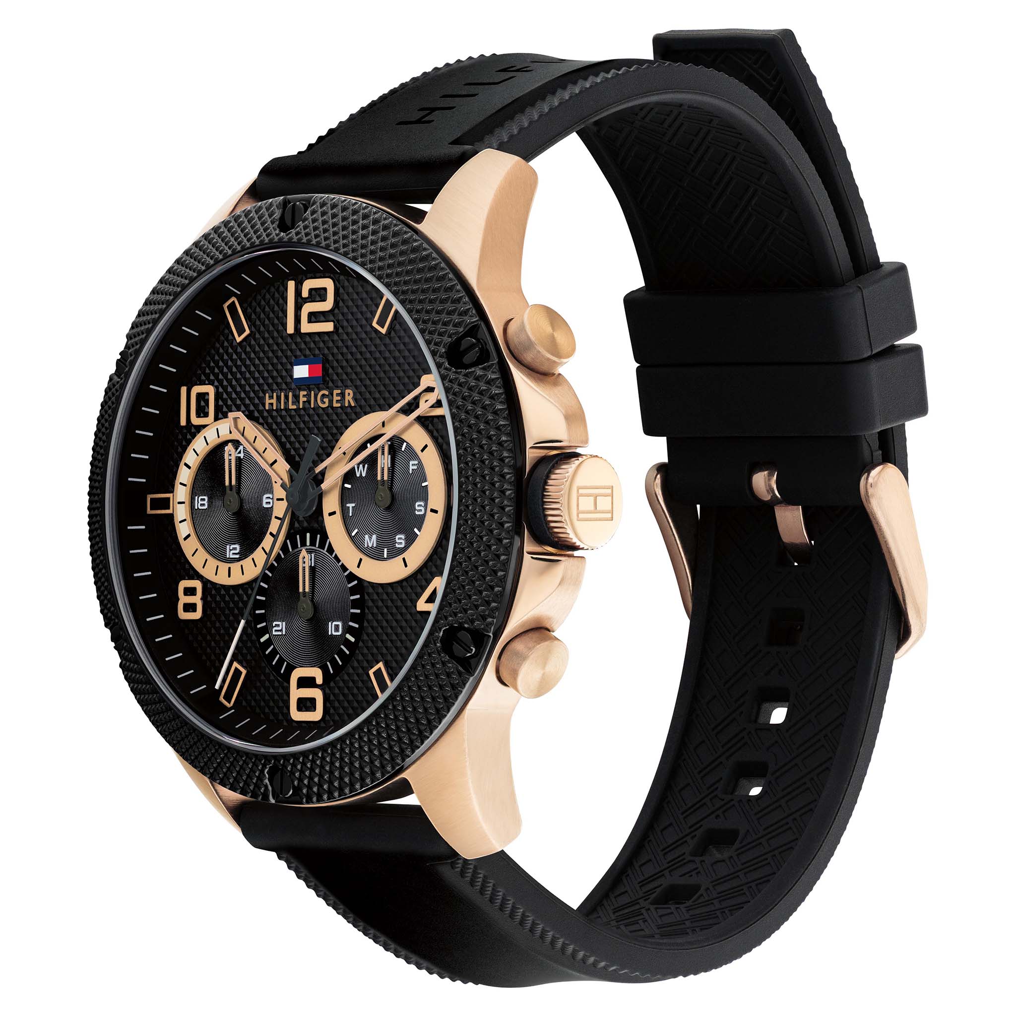 Tommy Hilfiger Black Silicone Multi-function Men's Watch - 1792028