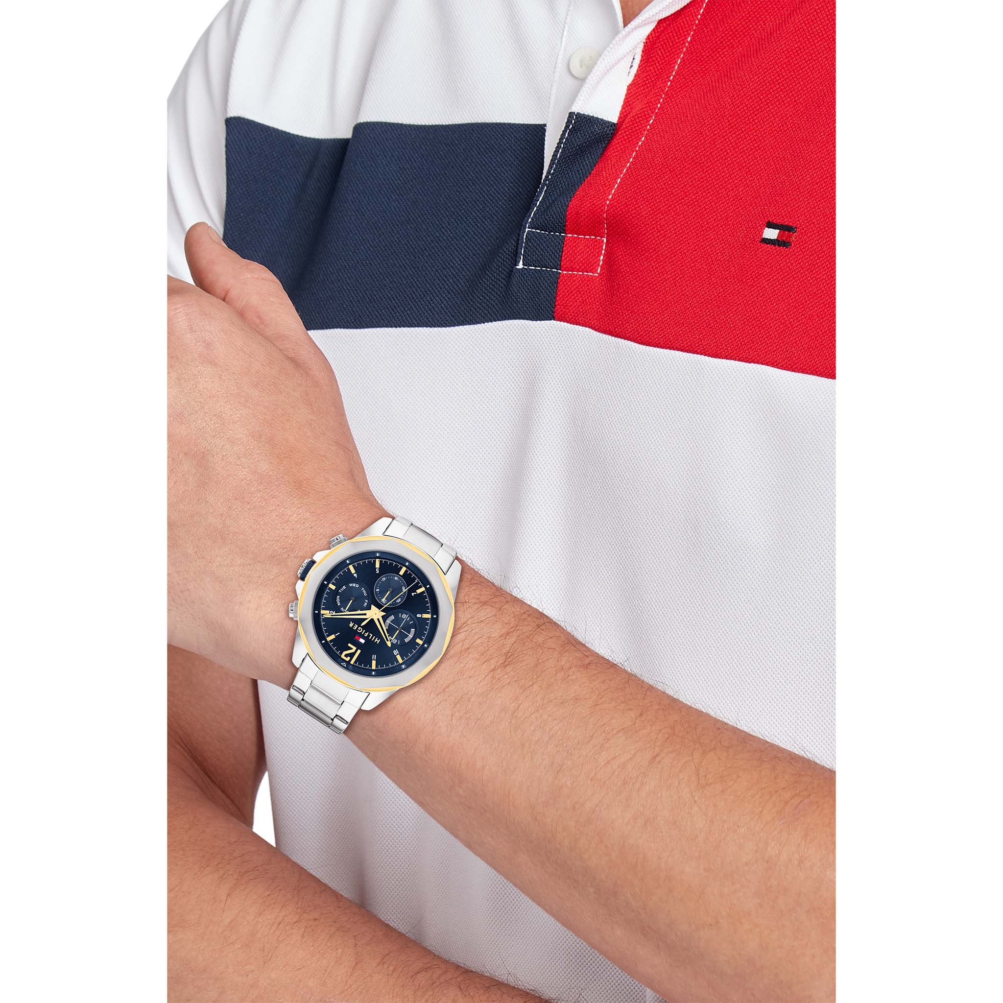 Tommy Hilfiger Silver-tone Steel Navy Dial Multi-function Men's Watch - 1792059