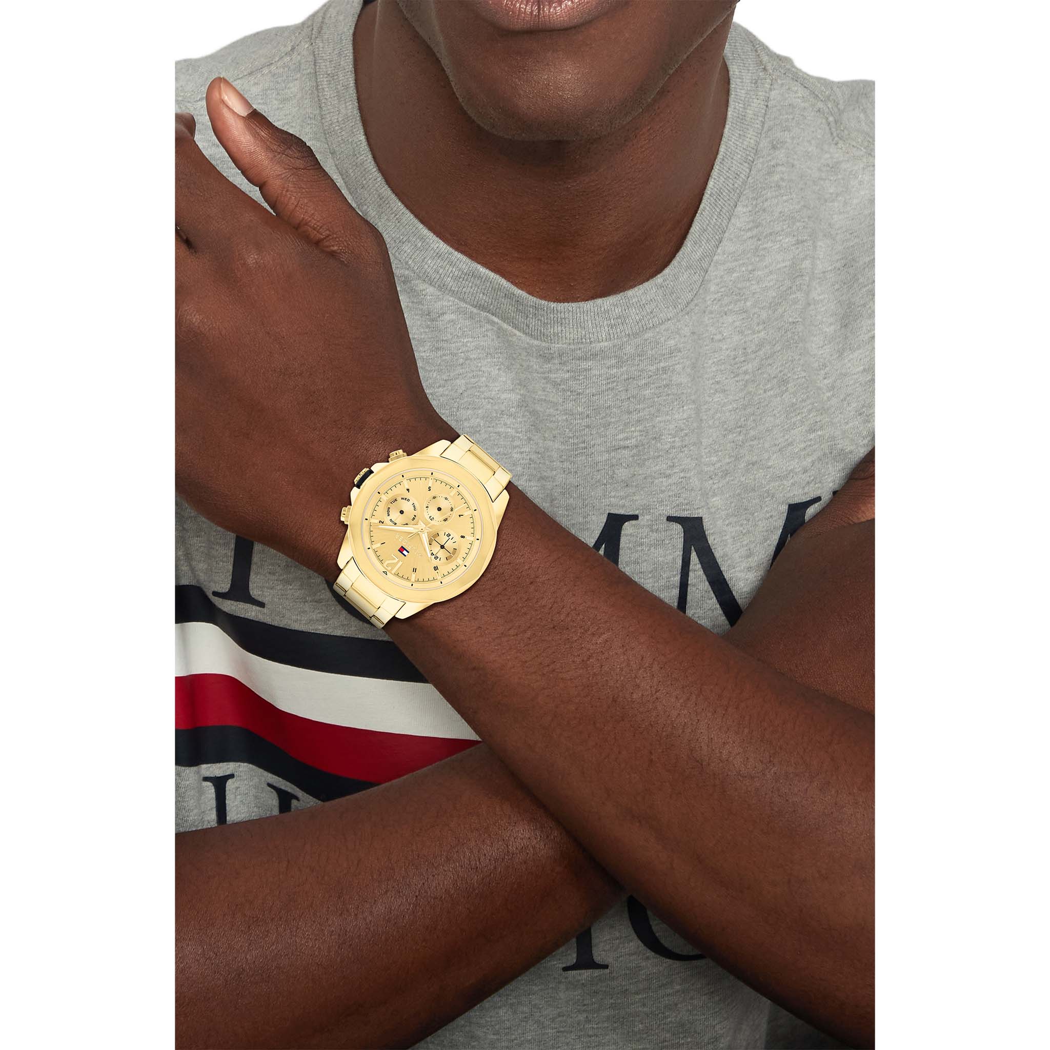 Tommy Hilfiger Gold Steel Multi-function Men's Watch - 1792060