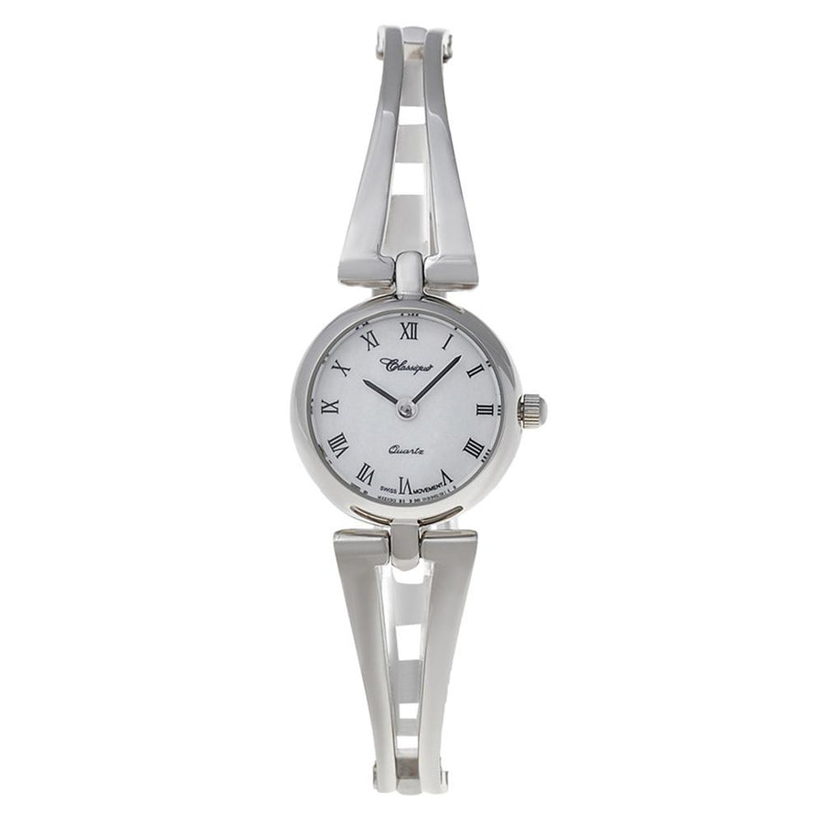 Classique Fashion Silver Steel Half Bangle Ladies Swiss Watch - 1812W