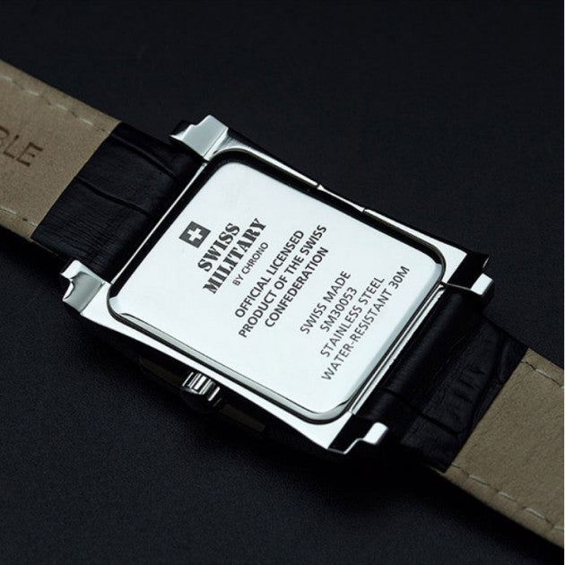Swiss Military Black Leather Men's Watch - SM30053.05