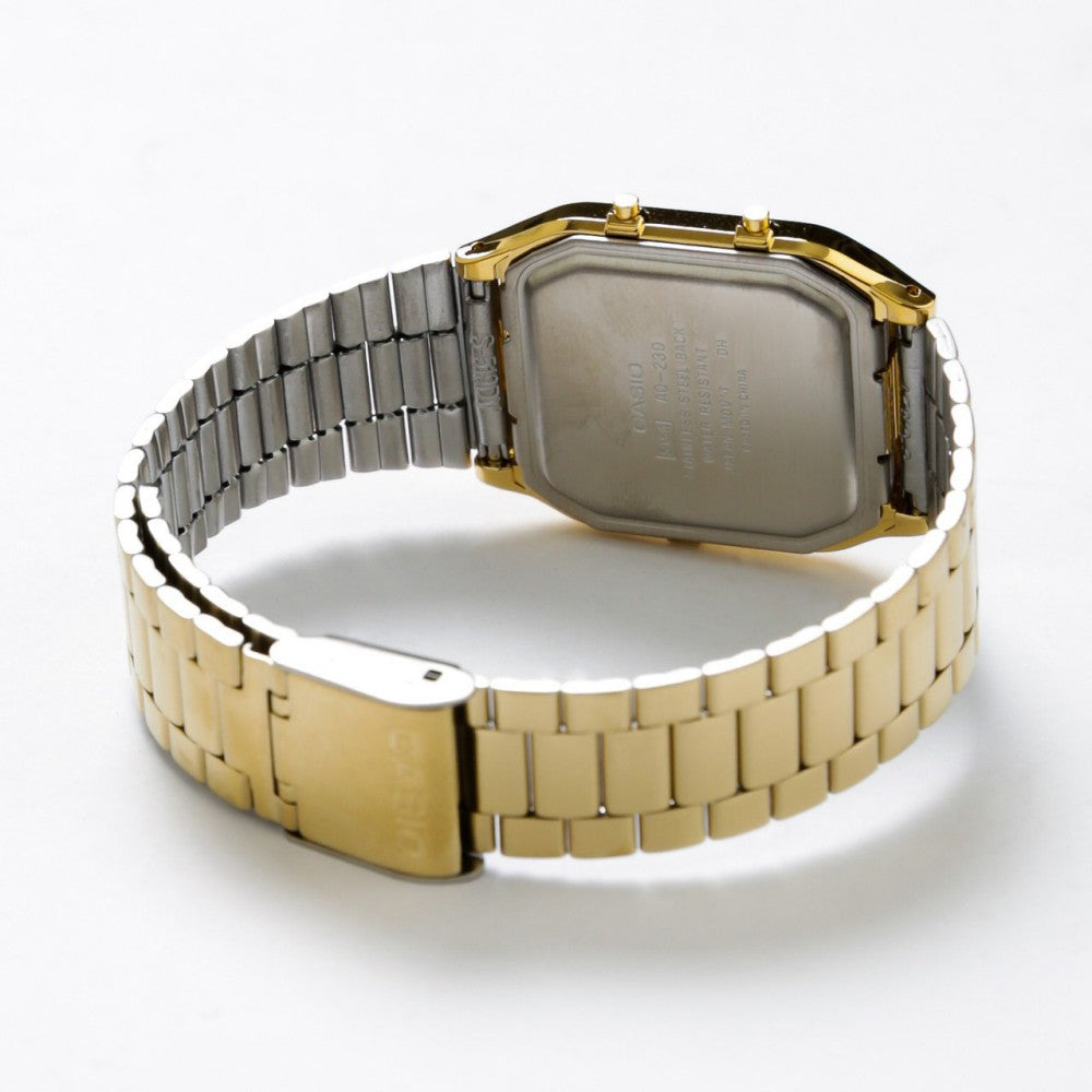 Casio Classic Gold Steel Analogue-Digital Unisex Watch - AQ230GA-9DS