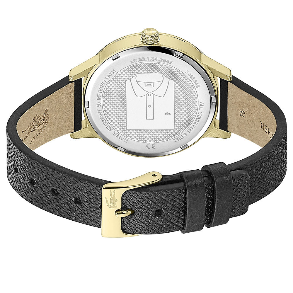 Lacoste Lacoste.12.12 Black Leather Ladies Watch - 2001090