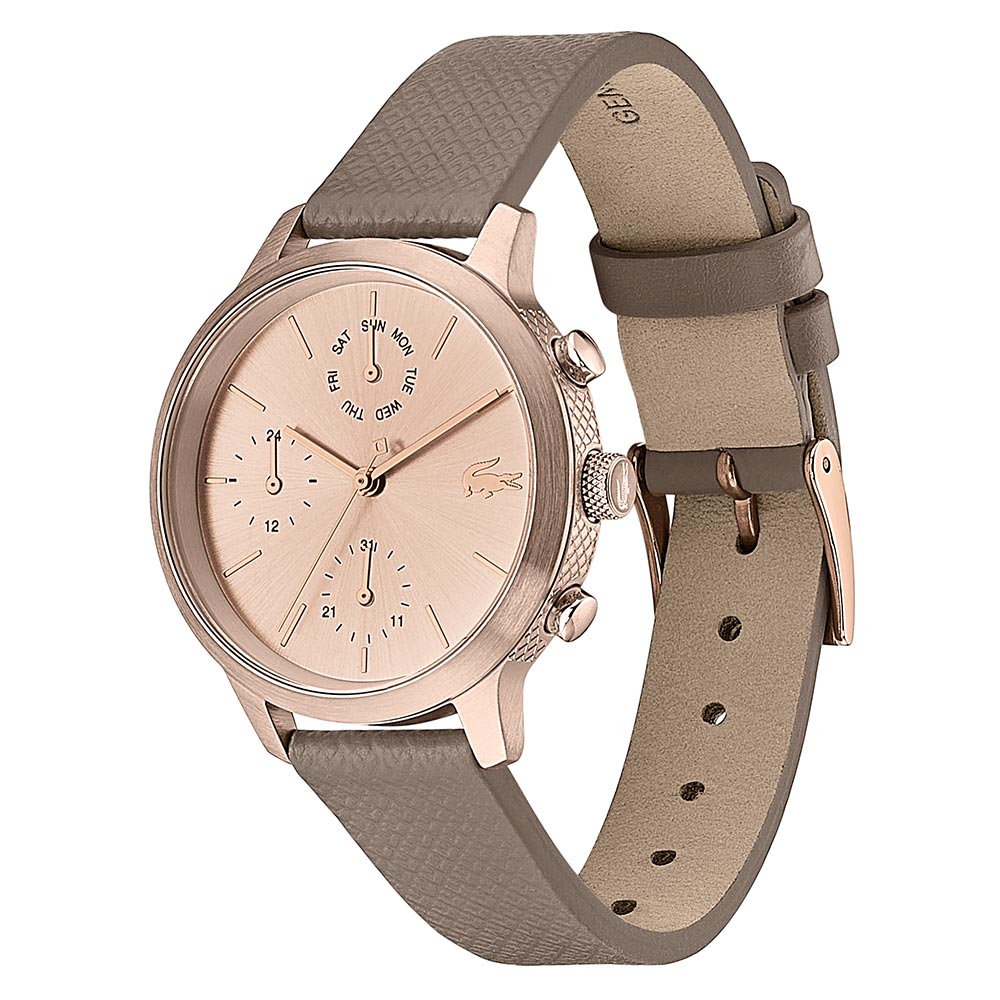 Lacoste 12.12 Taupe Leather Women's Multi-function Watch - 2001150