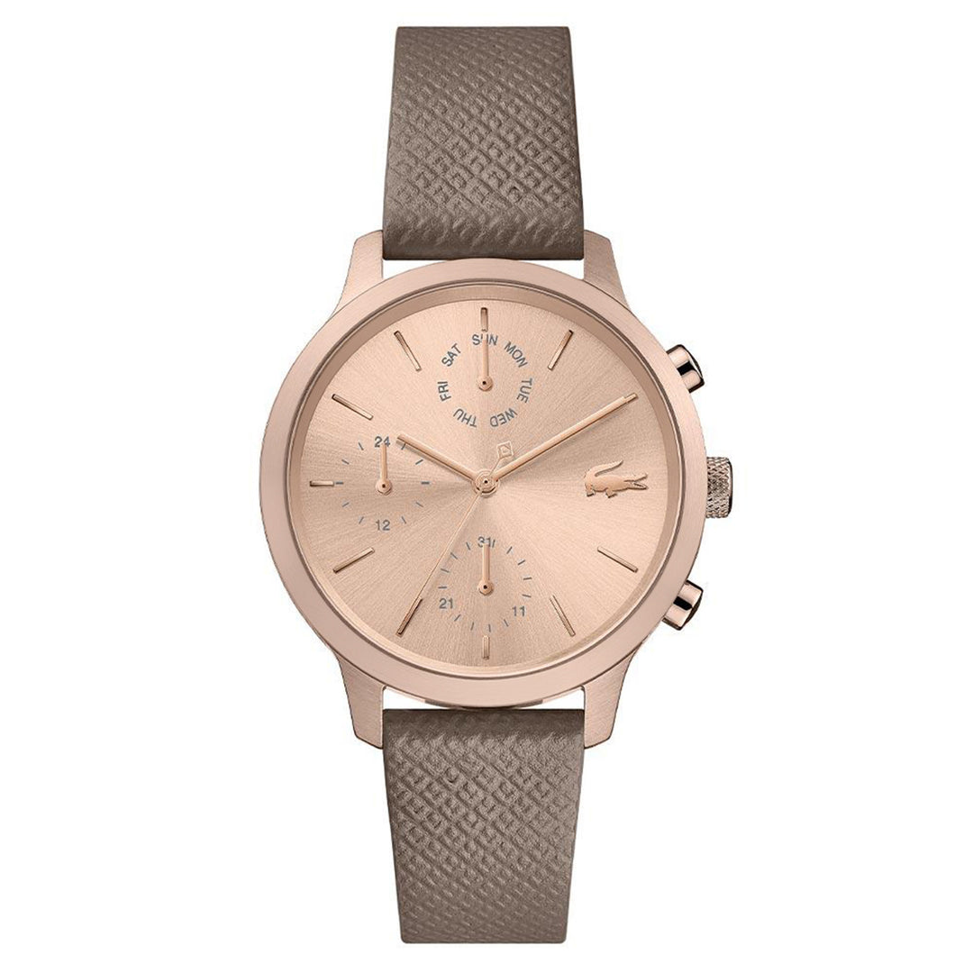 Lacoste 12.12 Taupe Leather Women's Multi-function Watch - 2001150