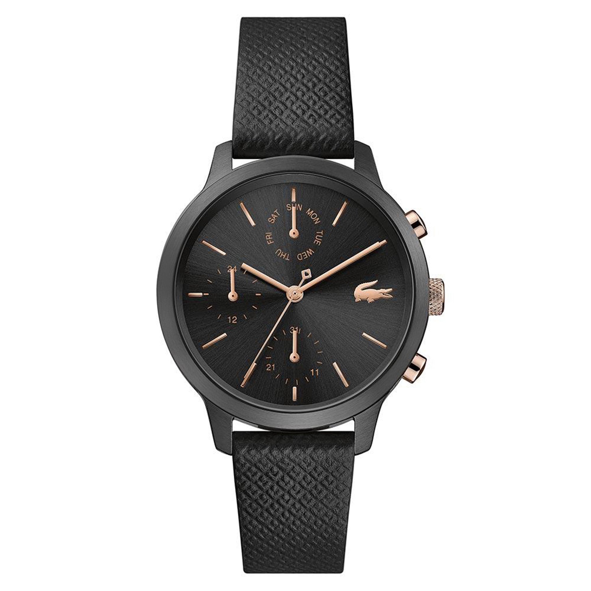 Lacoste 12.12 Black Leather Women's Multi-function Watch - 2001153