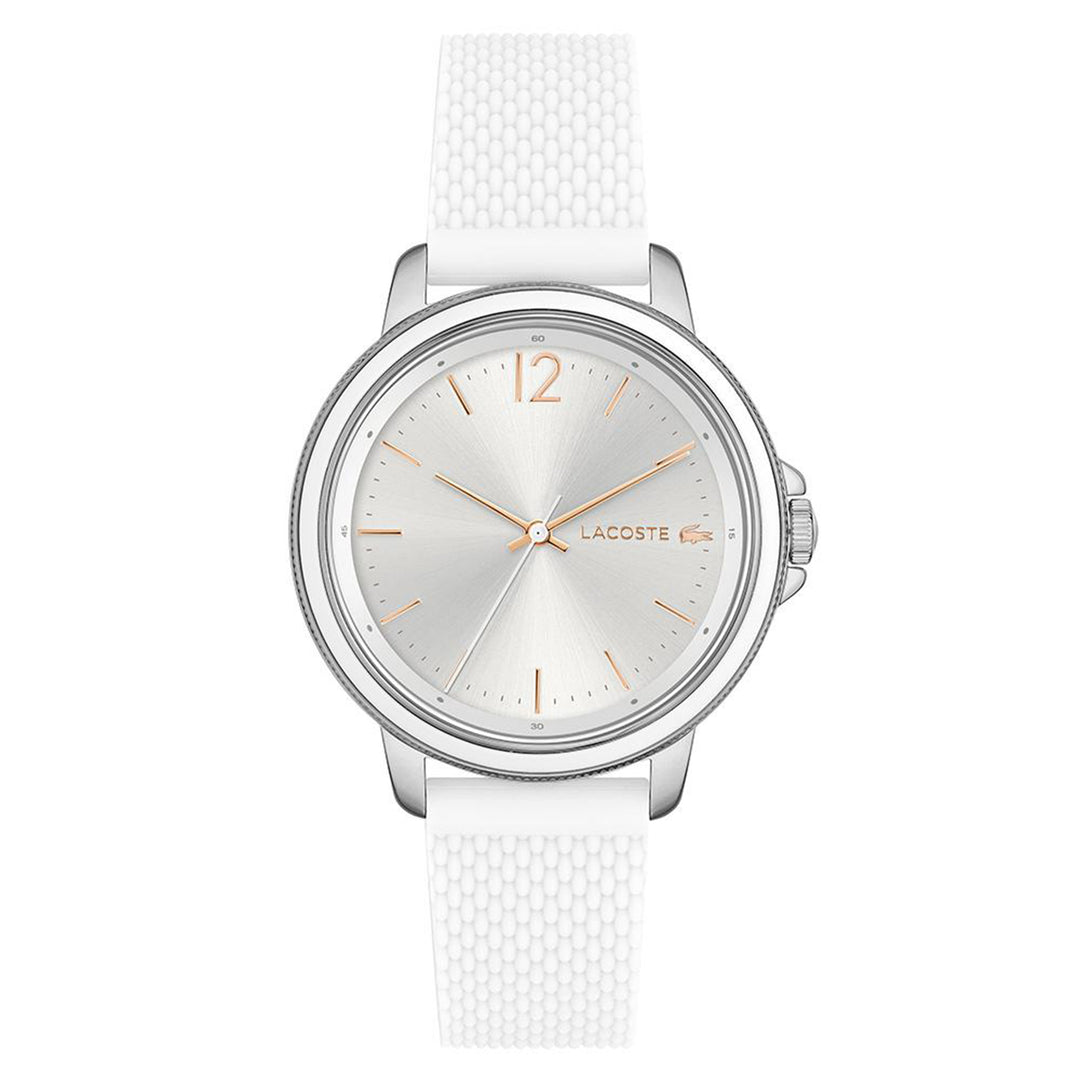 Lacoste White Silicone Band Silver White Dial Women's Watch - 2001197