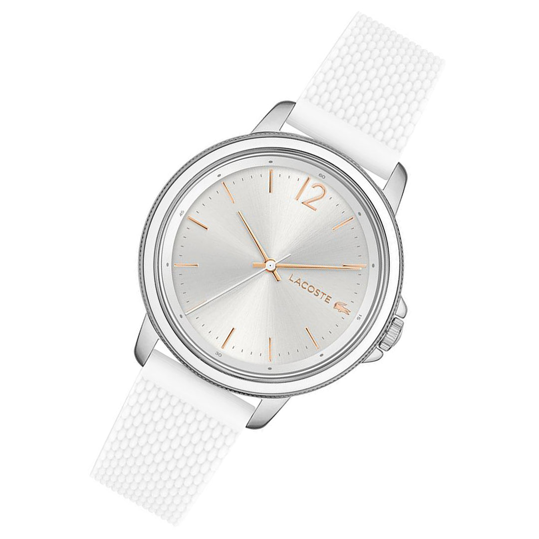Lacoste White Silicone Band Silver White Dial Women's Watch - 2001197