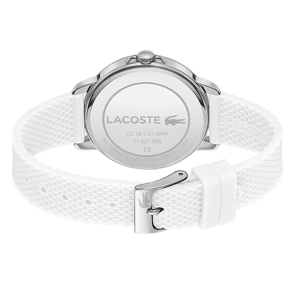 Lacoste White Silicone Band Silver White Dial Women's Watch - 2001197