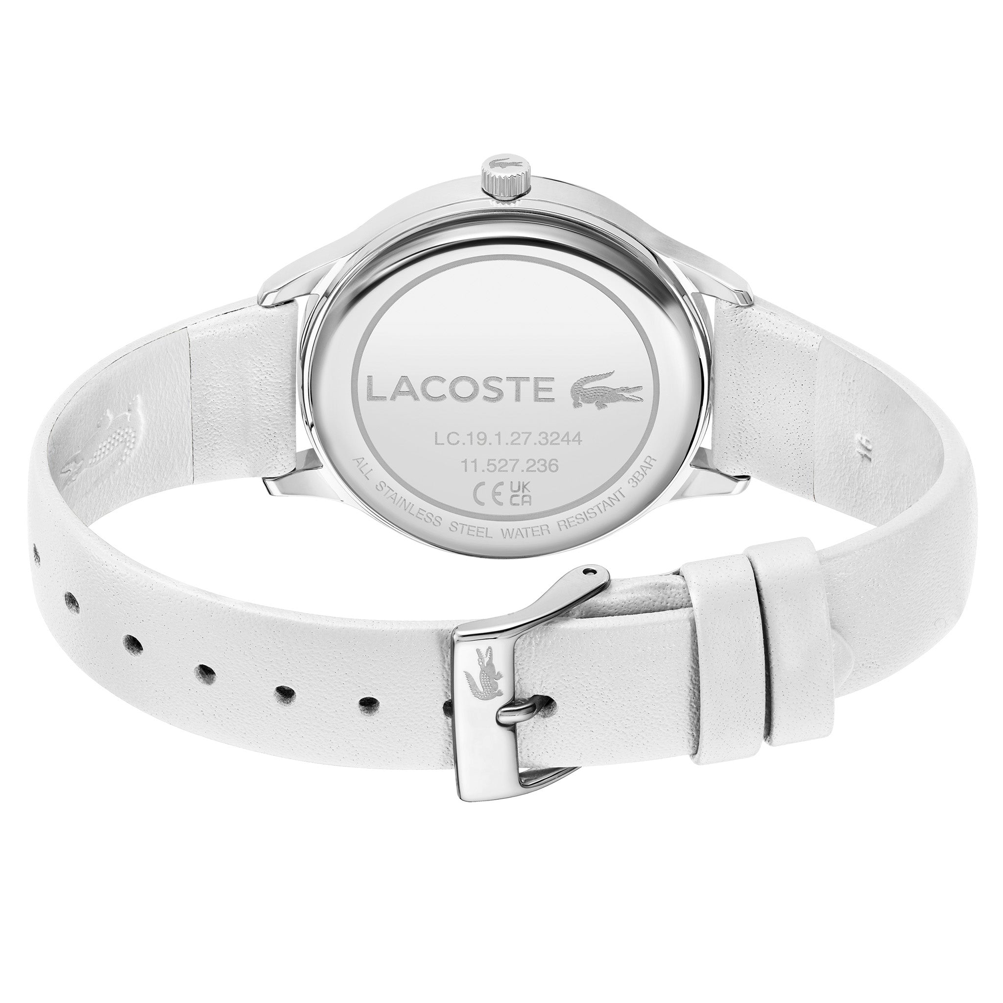 Lacoste White Leather Silver White Dial Women's Watch - 2001208