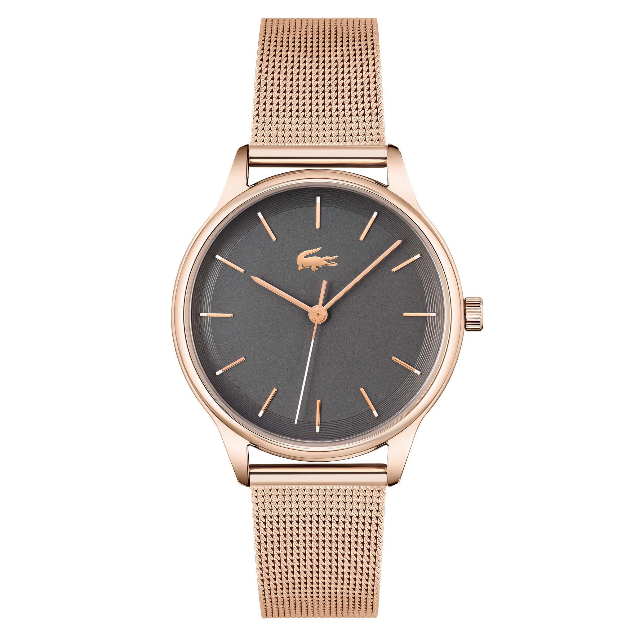 Lacoste Carnation Gold Steel Mesh Grey Dial Women's Watch - 2001209