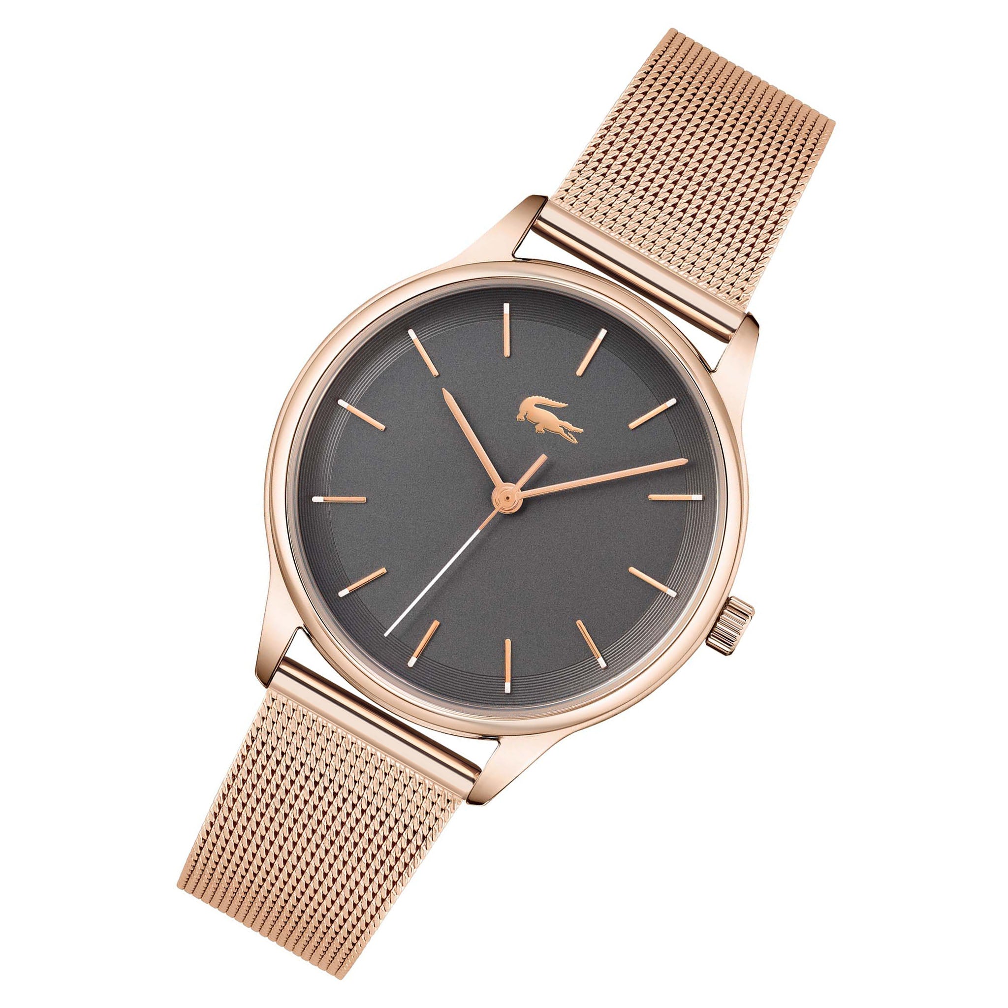 Lacoste Carnation Gold Steel Mesh Grey Dial Women's Watch - 2001209
