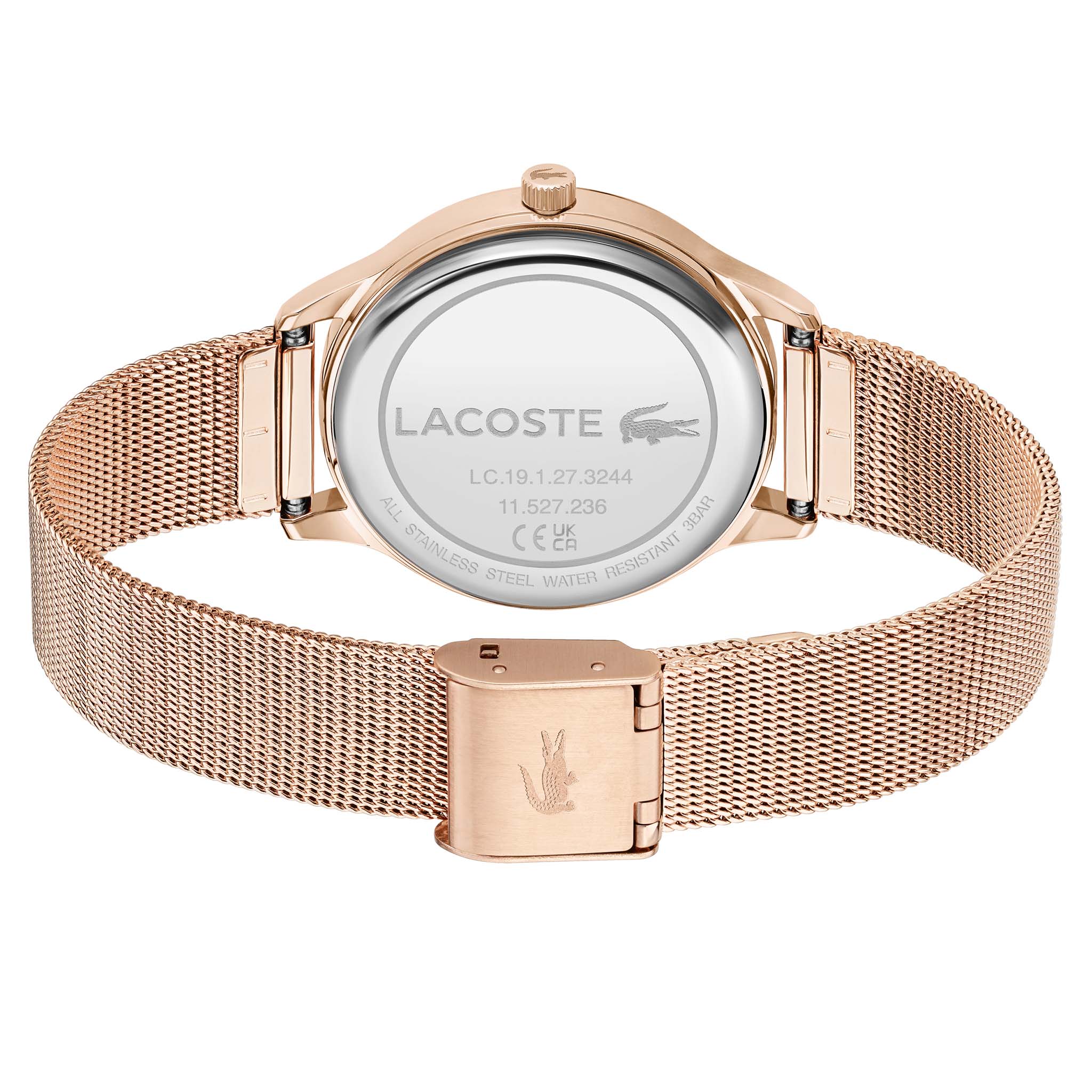Lacoste Carnation Gold Steel Mesh Grey Dial Women's Watch - 2001209