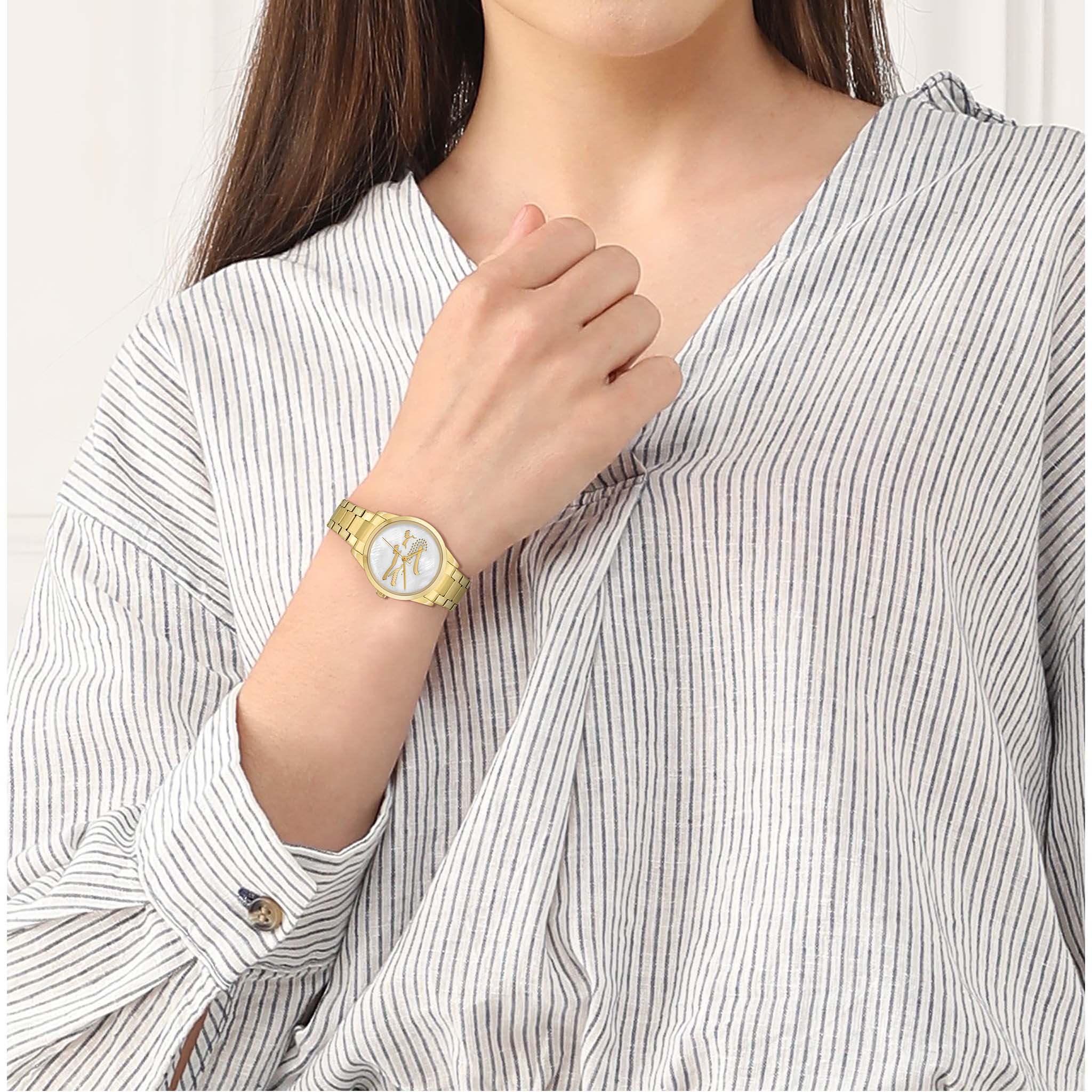 Lacoste Gold Stainless Steel White Mother of Pearl Dial Women's Watch - 2001216