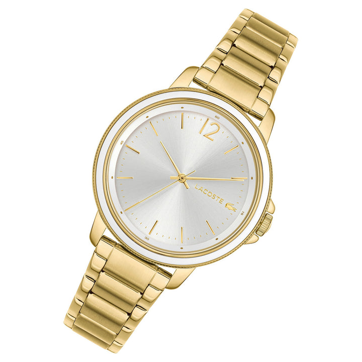 Lacoste Gold Steel Silver White Dial Women's Watch - 2001221