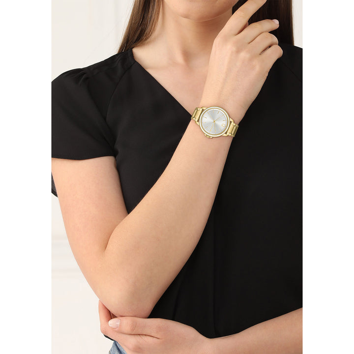 Lacoste Gold Steel Silver White Dial Women's Watch - 2001221