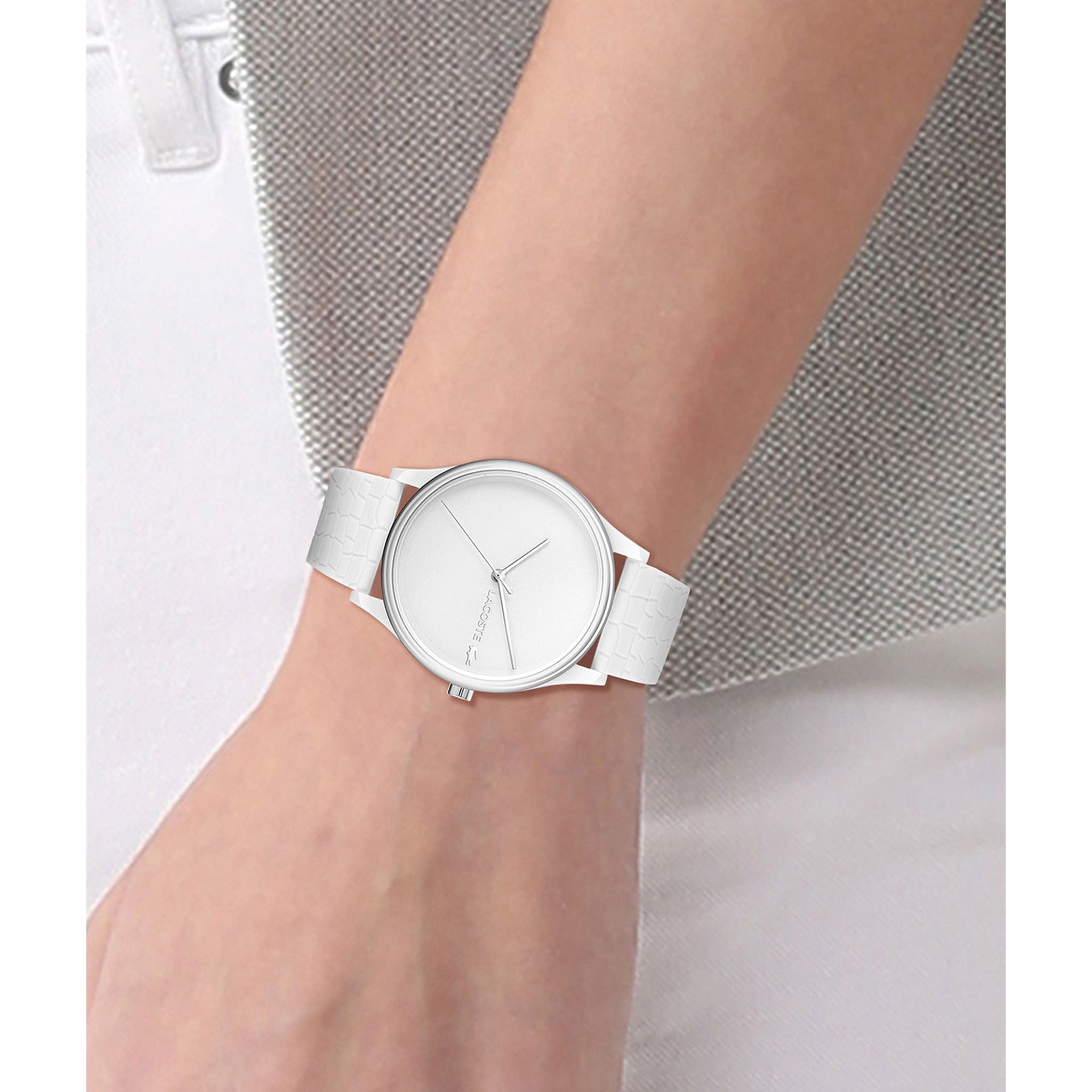 Lacoste Crocodelle White Silicone Women's Watch - 2001246