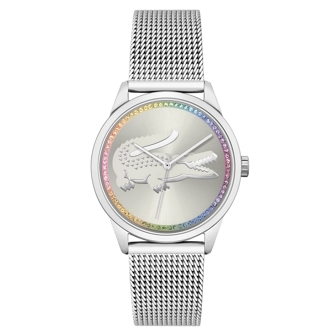 Lacoste Ladycroc Silver Mesh White Dial Women's Watch - 2001259