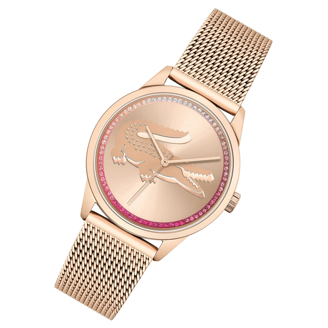 Lacoste Ladycroc Carnation Gold Mesh Light Carnation Gold Dial Women's Watch - 2001261