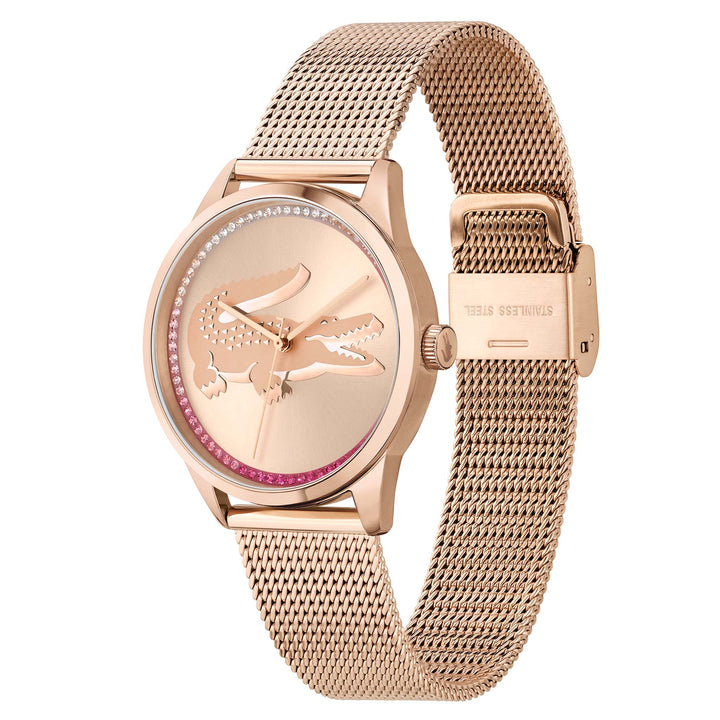 Lacoste Ladycroc Carnation Gold Mesh Light Carnation Gold Dial Women's Watch - 2001261