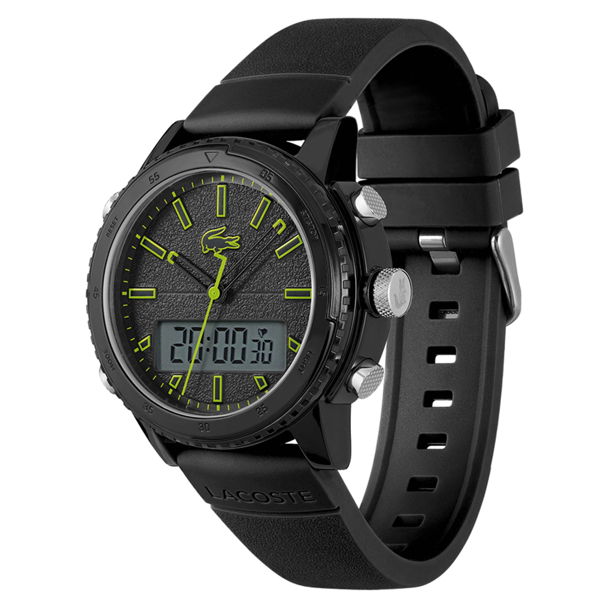 Lacoste Maui Black Silicone Quartz Analogue & Digital Men's Watch - 2011076